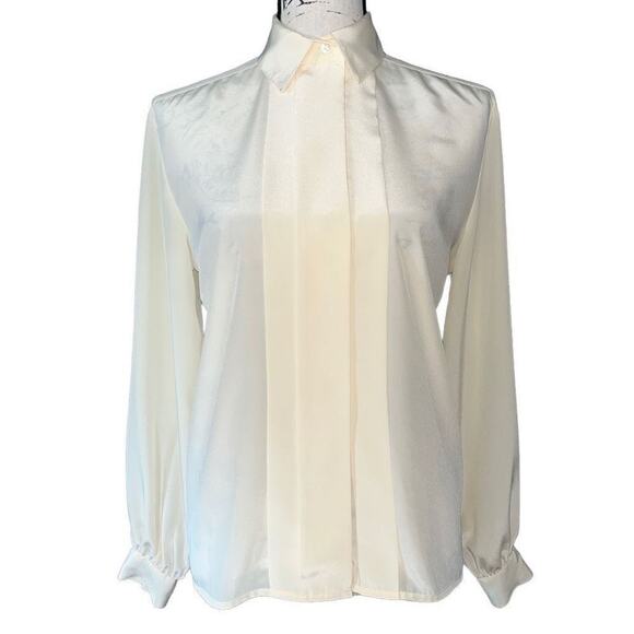 Anne Klein cream colored silky blouse 6 - Picture 1 of 5
